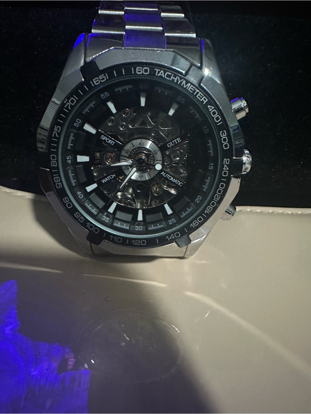Automatic Skeleton Sport Watch - Silver and Black